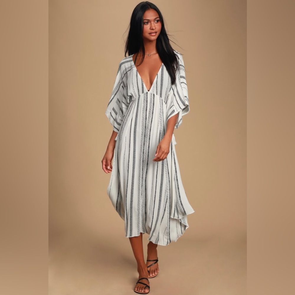 Lulu’s • Augas Santas Black and White Striped Swim Cover-Up